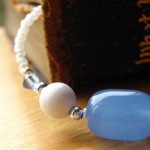 Beaded Bookmark Book Thong Book Charm in Cornflower Blue. Handmade.