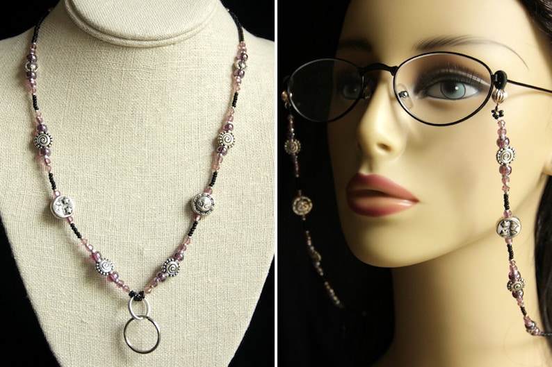 Eyeglass Necklace. Purple Beaded Lanyard. Sun and Moon Glasses Etsy