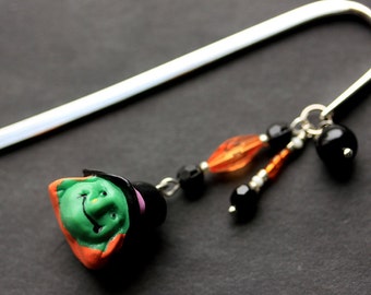 Halloween Bookmark. Beaded Bookmark. Witch Bookmark. Book Hook Bookmark. Handmade Book Charm.