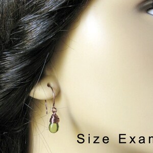 Pink Glass Teardrop Briolette Earrings Wire Wrapped in Gold Elixir of Innocence. Handmade Earrings. image 4