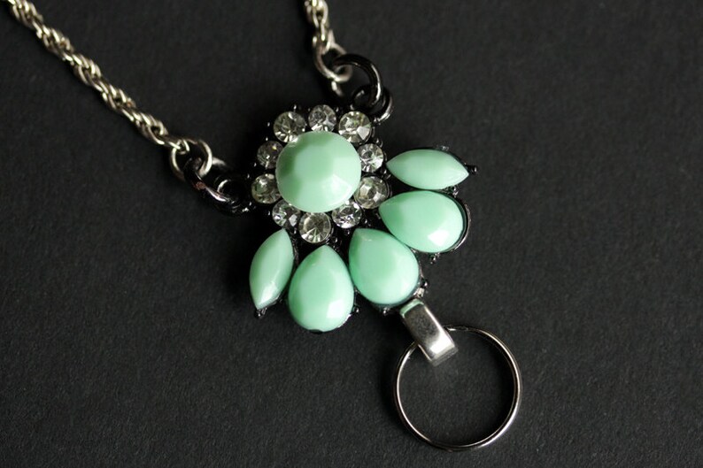 Mint Green Lanyard. Badge Necklace. Silver Badge Holder. Etsy