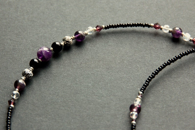 ID Lanyard, Glasses Chain or Face Mask Lanyard. Amethyst Lanyard Eyeglass Holder Purple Badge Lanyard. Gemstone Lanyard Glasses Necklace. image 3