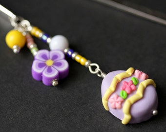 Purple Easter Egg Bookmark. Polymer Clay Beaded Bookmark. Easter Bookmark. Book Hook Book Charm. Handmade Bookmark.