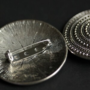 Two (2) Viking Brooches. Silver Apron Pins. Silver Norse Shoulder Brooches. Concentric Rings Brooches. Historical Reenactment Jewelry. image 4