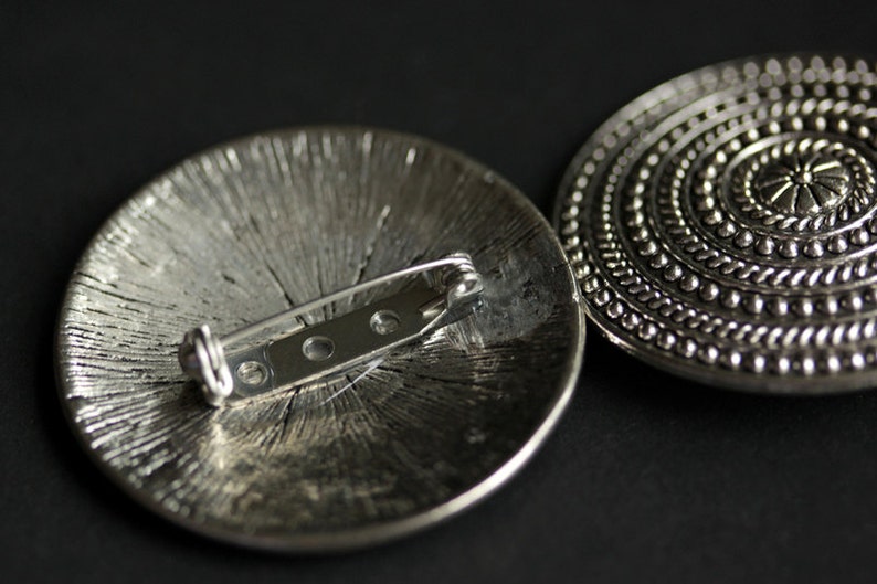 Two (2) Viking Brooches. Silver Apron Pins. Silver Norse Shoulder Brooches. Concentric Rings Brooches. Historical Reenactment Jewelry. image 4