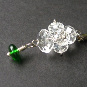 Crystal Pendant. Handmade Charm. Green Crystal Charm. Phone Charm, Key Chain, Wallet Charm or Zipper Pull. image 2