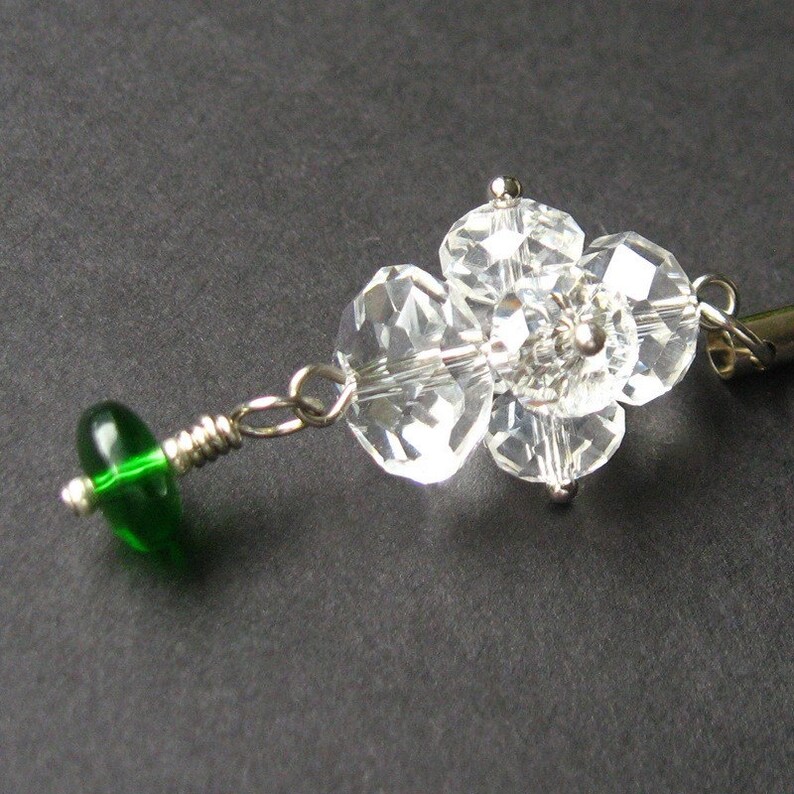 Crystal Pendant. Handmade Charm. Green Crystal Charm. Phone Charm, Key Chain, Wallet Charm or Zipper Pull. image 2