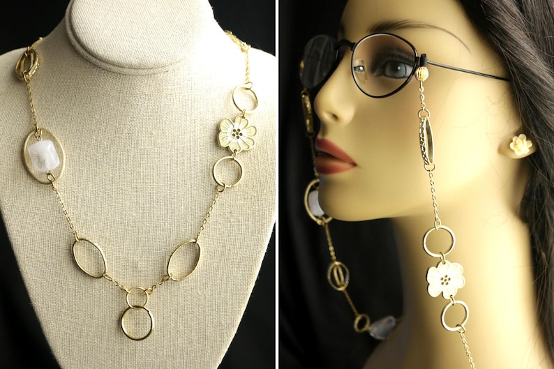 Eyeglass Chain Face Mask Lanyard or Badge Necklace. Flower Etsy