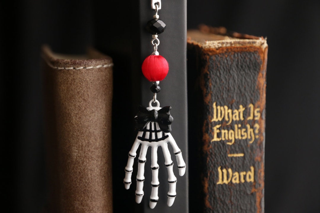 Halloween Bookmark. Skeleton Hand Beaded Bookmark. Halloween Book Charm ...