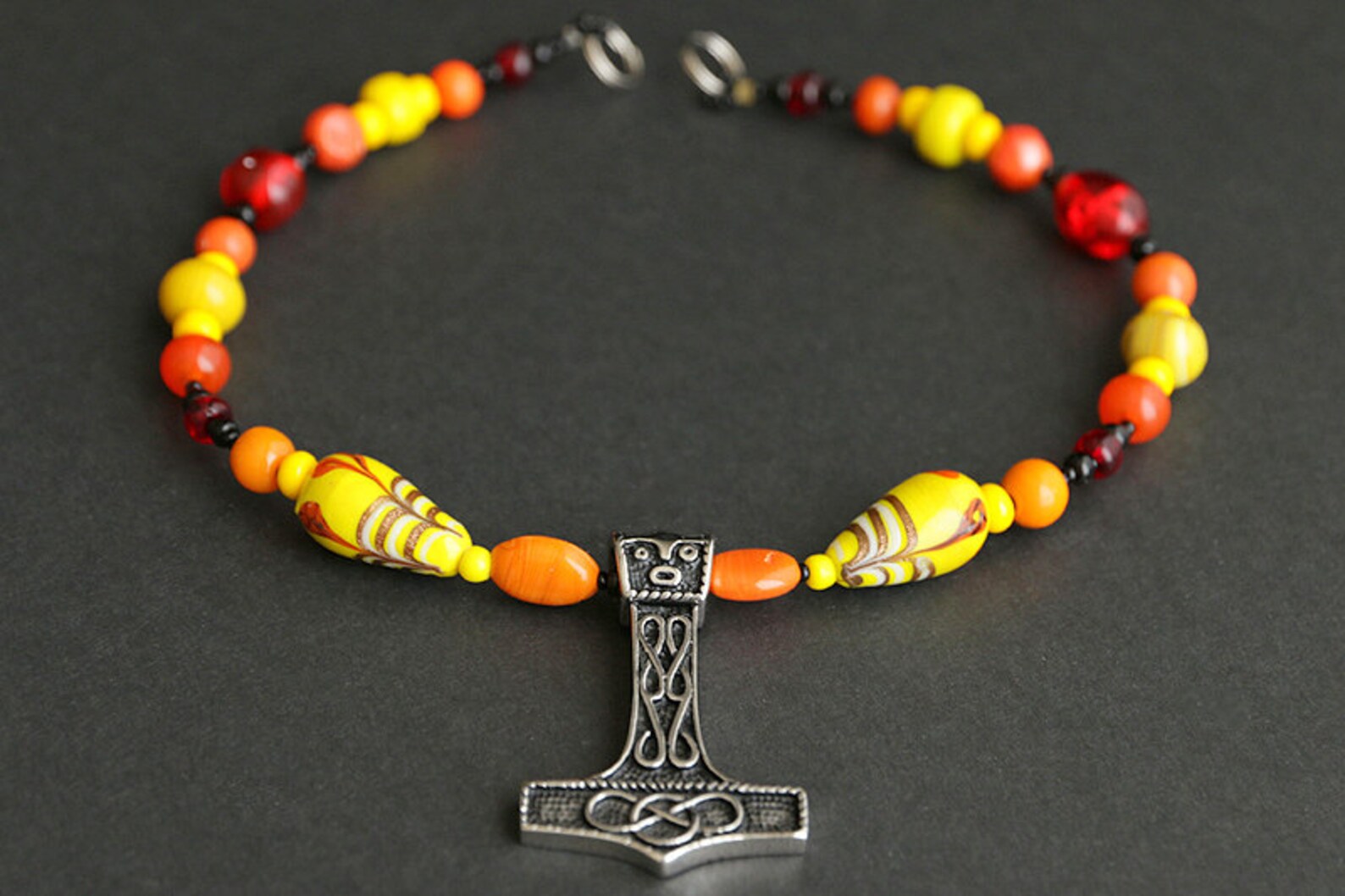 Mjolnir Necklace. Treasure Necklace. Yellow Necklace. Viking Etsy