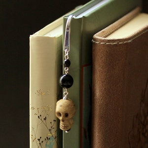 Gothic Skull Bookmark. Beaded Bookmark. Halloween Book Charm. Book Hook Bookmark. Handmade Bookmark. image 2