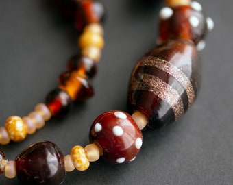 Viking Cascade Necklace. Earthy Brown Beaded Norse Necklace. Historical Viking Necklace 20-inch (50.8cm) Viking Beads SCA Jewerly.