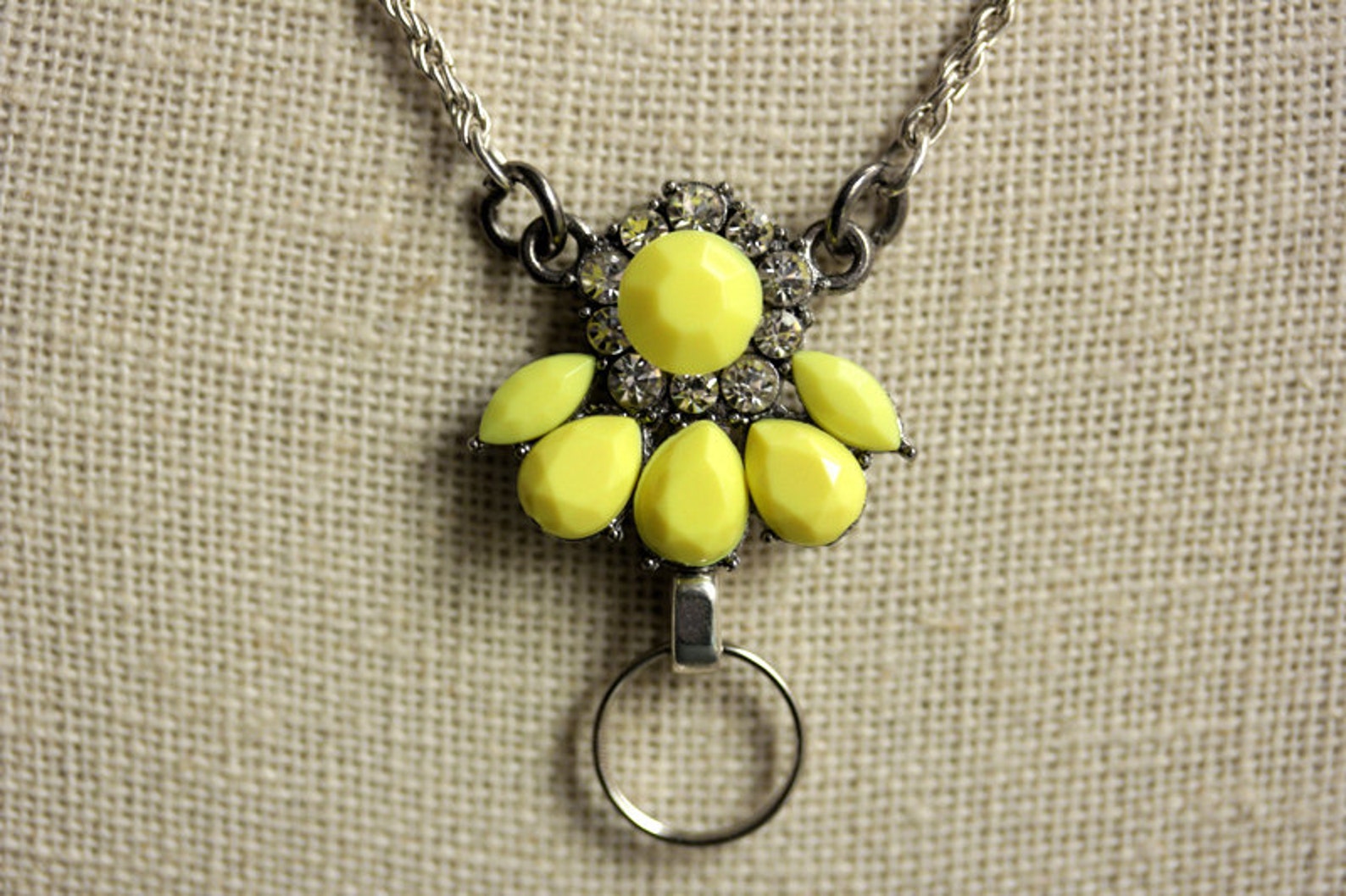 Yellow Lanyard. Badge Necklace. Silver Badge Holder. Etsy
