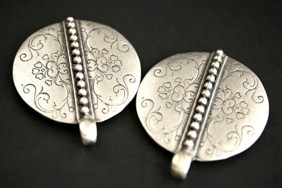 HOLIDAY SALE Set of Two Aged Silver Shoulder Brooches Norse Brooches in Mauve Glass Apron Pins Viking Brooches Handmade Historical Reenact