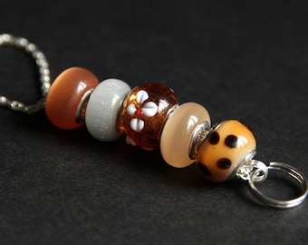 Beaded Badge Lanyard: Tawny Leopard Print ID Holder