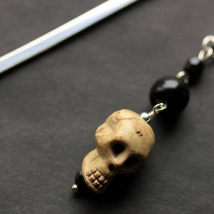 Gothic Skull Bookmark. Beaded Bookmark. Halloween Book Charm. Book Hook Bookmark. Handmade Bookmark. image 1