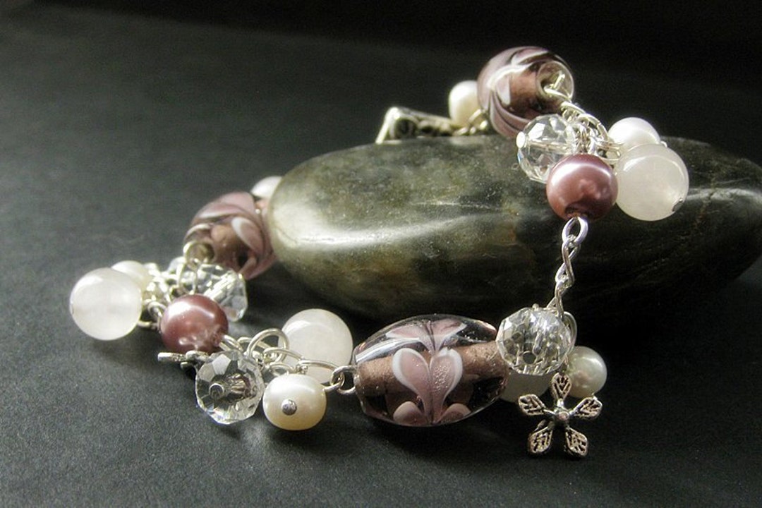 Purple - Handcrafted Glass Stone Bracelet 04
