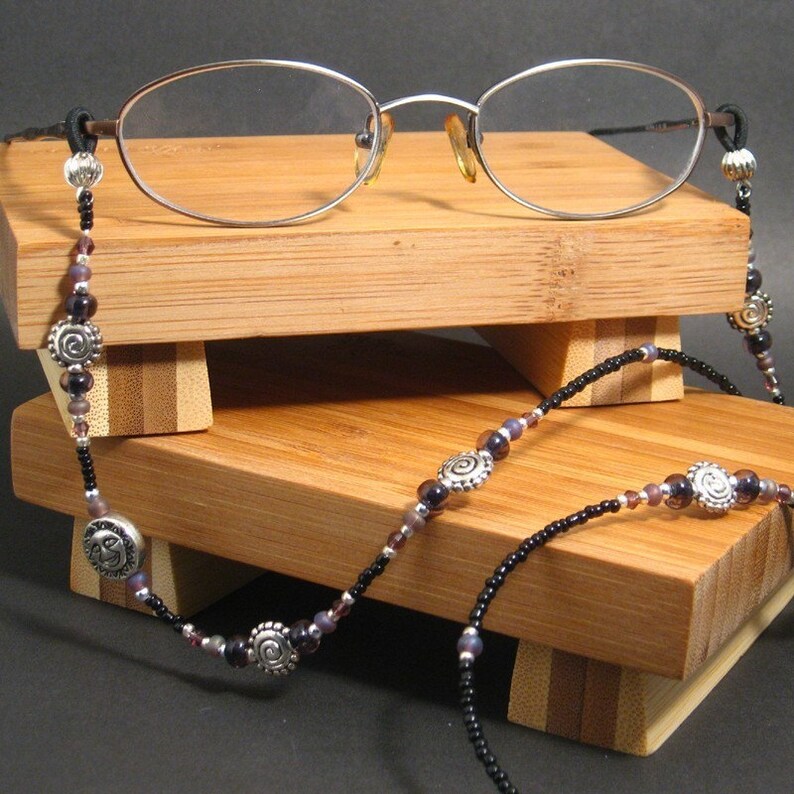 Eyeglass Necklace. Purple Beaded Lanyard. Sun and Moon Glasses Etsy
