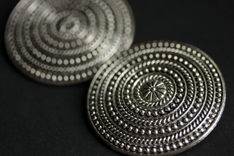 Two (2) Viking Brooches. Silver Apron Pins. Silver Norse Shoulder Brooches. Concentric Rings Brooches. Historical Reenactment Jewelry. image 1