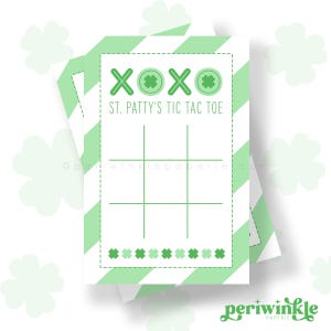 Jogo da velha de St. Patty para imprimir, guloseima de classe, jogo da velha do dia de St. Patrick, download instantâneo, guloseima fácil do dia de St. Patty