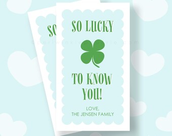 Etiqueta de regalo del Día de San Patricio: Trébol de la suerte editable (descarga digital)