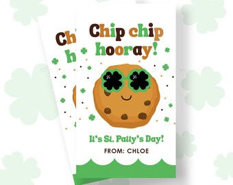 Etiqueta editable para el día de San Patricio, etiqueta para obsequios del día de San Patricio, descarga instantánea, plantilla Corjl, Chip Chip Hooray, etiqueta para galletas