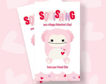 Etiqueta de San Valentín de Monstruo Blandito: Etiqueta de regalo editable (digital)