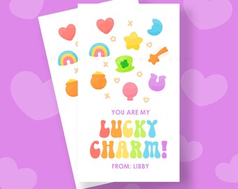 Etiqueta de regalo editable con amuleto de la suerte: Imprimible para el Día de San Patricio (Plantilla Corjl)