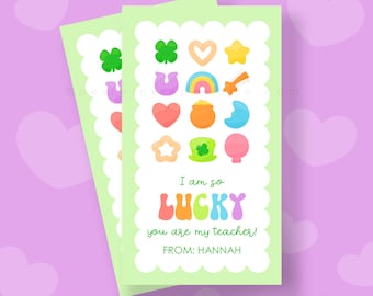 Etiqueta editable "So Lucky You're My Teacher", etiqueta para el día de San Patricio, etiqueta para obsequios del día de San Patricio, descarga instantánea imprimible, plantilla Corjl