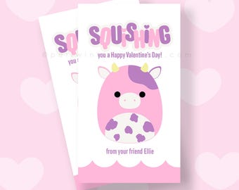 Etiqueta de regalo editable para San Valentín, etiqueta de regalo para el día de San Valentín, etiqueta de regalo imprimible, San Valentín para el aula, aplastar, aplastar, vaca, mugir