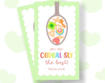 Etiqueta editable para el día de San Patricio, etiqueta para obsequios del día de San Patricio, descarga instantánea, plantilla Corjl, eres realmente el mejor, Cereal-sly