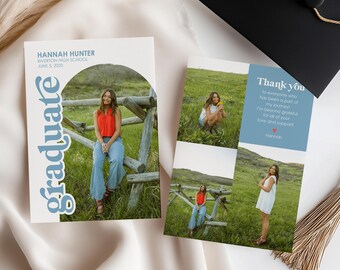 Anuncio de graduación de Modern Arch: Plantilla editable (Corjl)