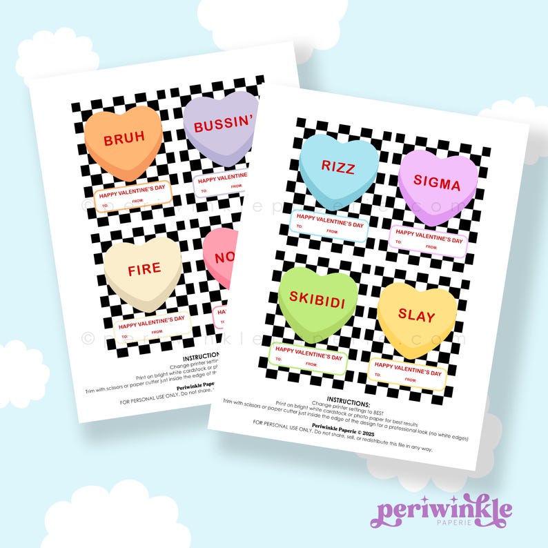 Pop Culture Valentine Cards: Funny Checkered Valentines (PDF) - Etsy