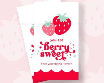 Etiqueta de regalo editable con diseño de bayas dulces para San Valentín, etiqueta para el día de San Valentín, etiqueta para regalo imprimible, San Valentín para el aula, eres dulce con bayas, fresa