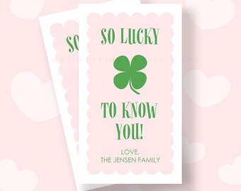 Etiqueta de regalo editable para el Día de San Patricio: Trébol de la suerte (Descarga digital)