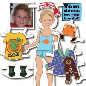 Kit bambola di carta personalizzata per ragazzo - stampabile - FILE DIGITALI