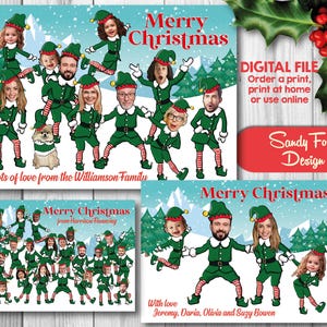 Tarjeta de Navidad familiar personalizada, tarjeta de Navidad con foto divertida - Elfos de Navidad - para hasta 28 personas - ARCHIVO DIGITAL
