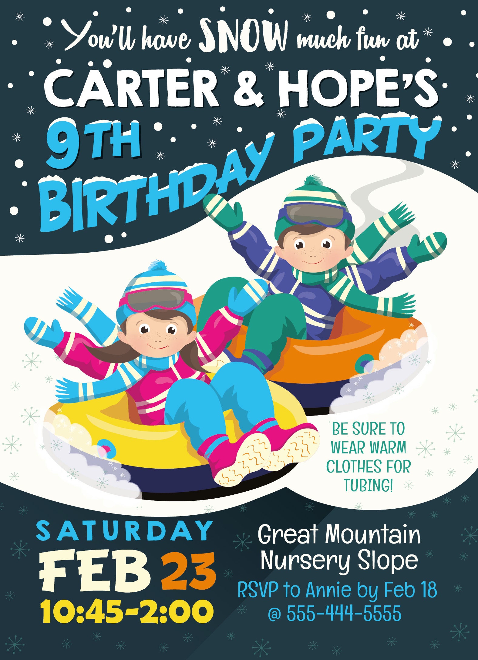 Snow Plow Construction Kids Party Invitation