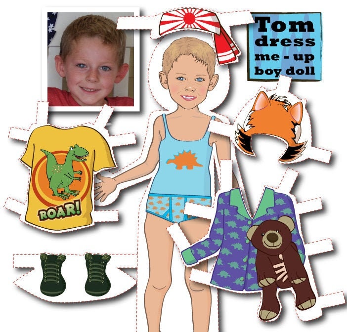 Boy s Personalized Paper Doll Kit Printable DIGITAL FILES Etsy Australia