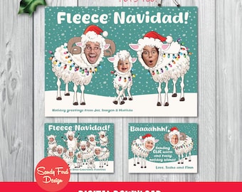 Fleece Navidad Personalized Family or Office Christmas Card, Funny Photo Sheep Holiday Card -  for 1-18 people - DIGITAL DOWNLOAD