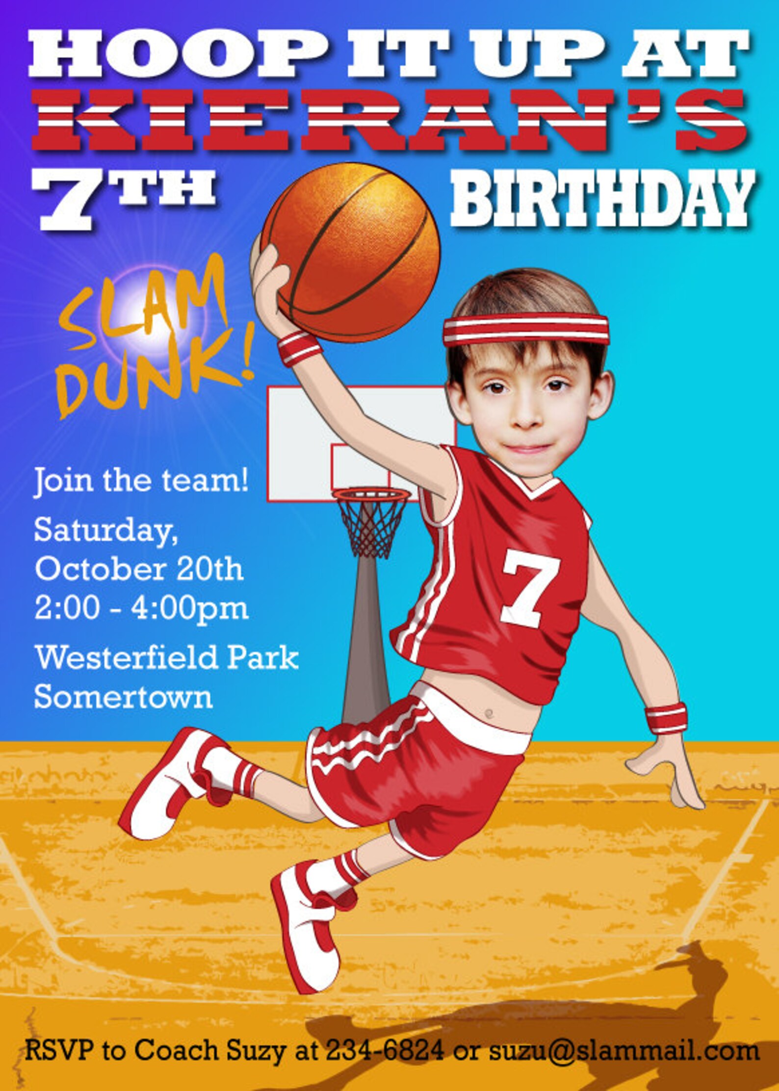 Basketball Birthday Party Invitation Personalized With Your Etsy