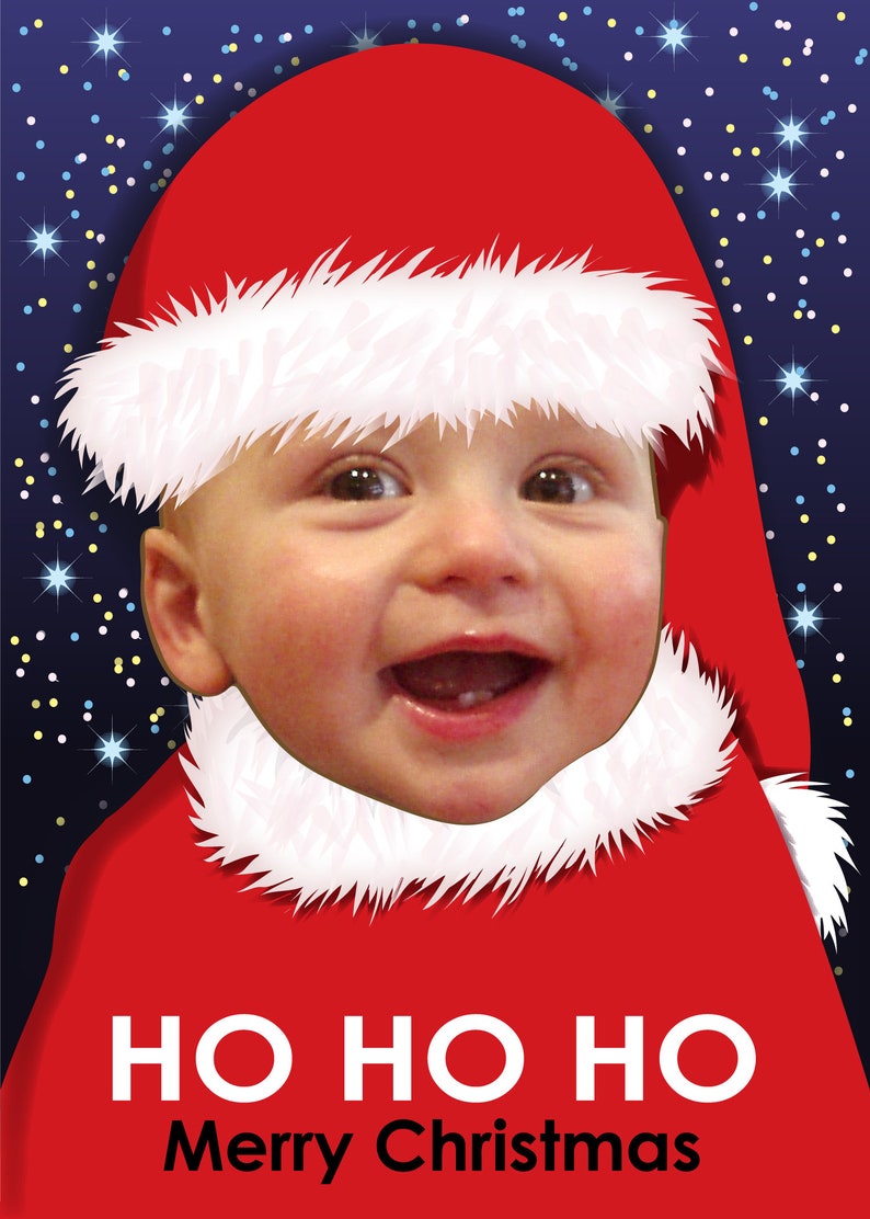 Baby's First Christmas Card Printable Cute Photo Holiday Etsy UK
