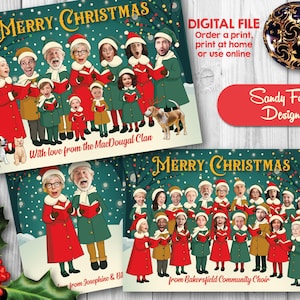Tarjeta de Navidad familiar, Tarjeta de Navidad con foto divertida - para hasta 10 personas - Carol Singers - ARCHIVO DIGITAL