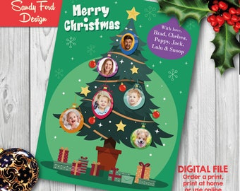 Family Christmas Card, Funny Photo Christmas Card - Christmas tree - for up to 12 people - DIGITAL FILE