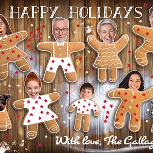 Personalized Family Christmas Card, Funny Photo Christmas Card Gingerbread men for up to 28 people DIGITAL FILE image 3