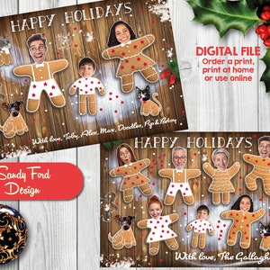 Personalized Family Christmas Card, Funny Photo Christmas Card Gingerbread men for up to 28 people DIGITAL FILE image 1