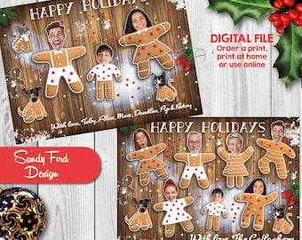 Personalized Family Christmas Card, Funny Photo Christmas Card - Gingerbread men - for up to 28 people - DIGITAL FILE