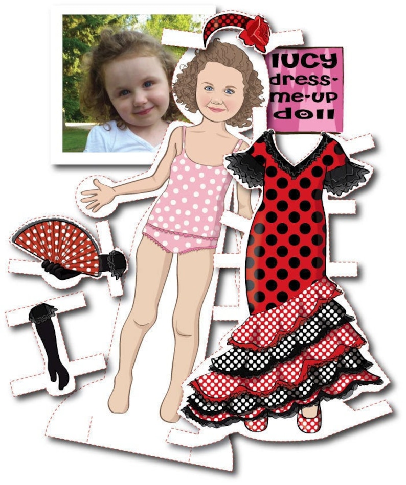 Personalized Paper Doll Kit printable DIGITAL FILES image 1