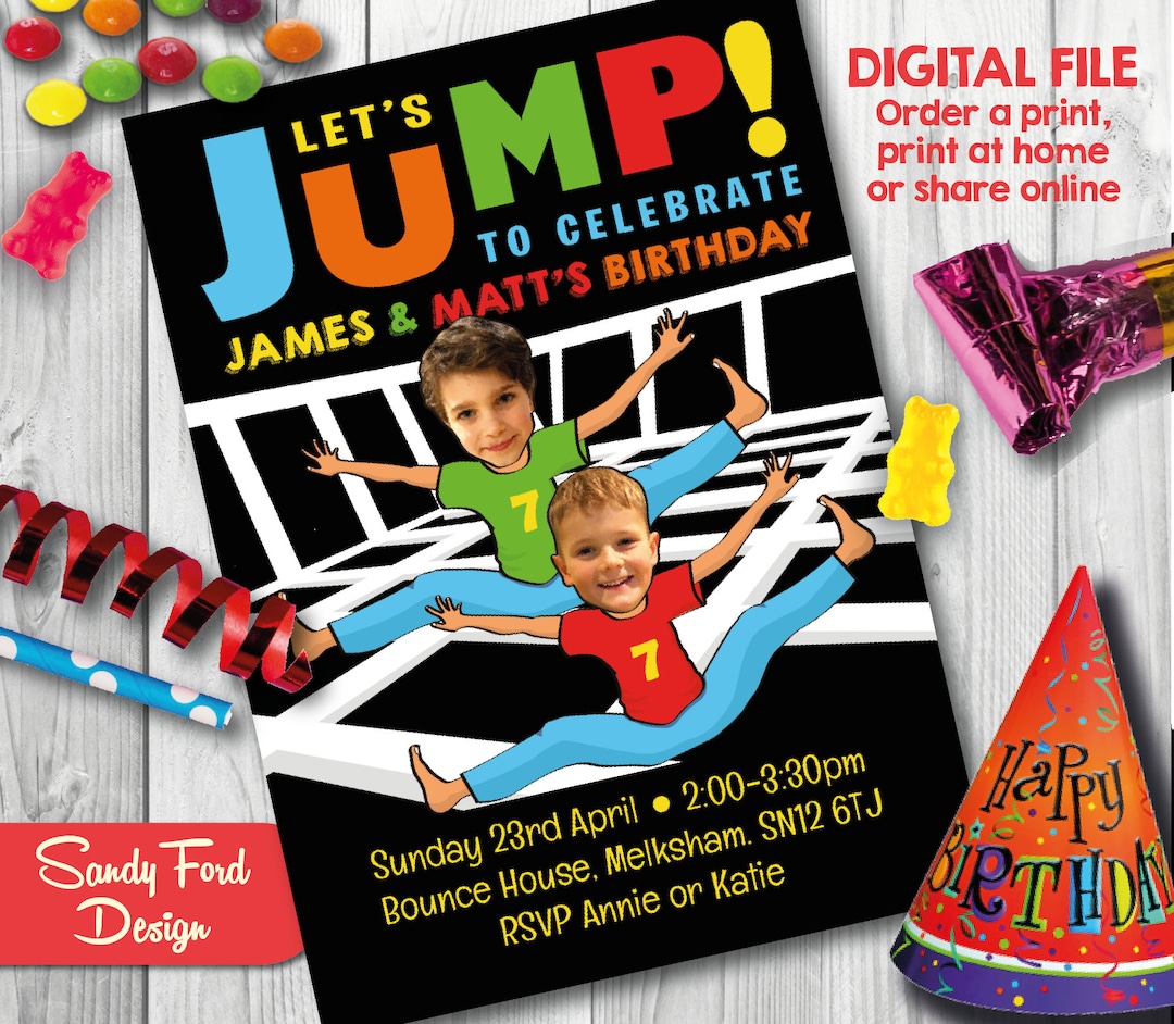 Trampoline Park Birthday Invitations - 20 Fill-in Cards With Envelopes For Bounce House Parties