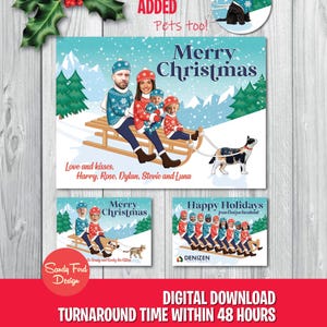 Cartão de Natal personalizado e divertido para família ou escritório – Cartão de Natal com foto de trenó, até 24 pessoas/animais de estimação – Download digital do cartão de inverno